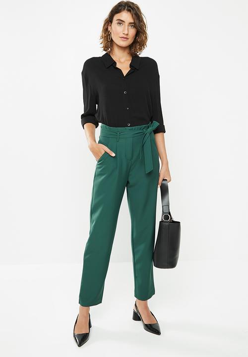 edit - Belted paperbag pants - Teal