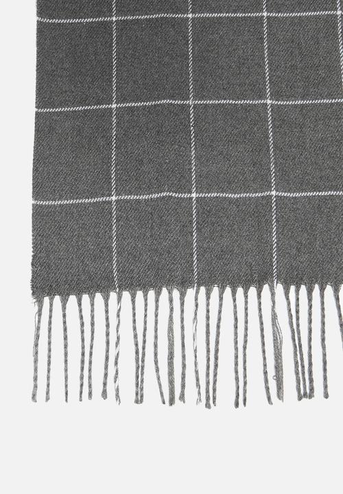 edit - Lunaria check scarf - grey & white 