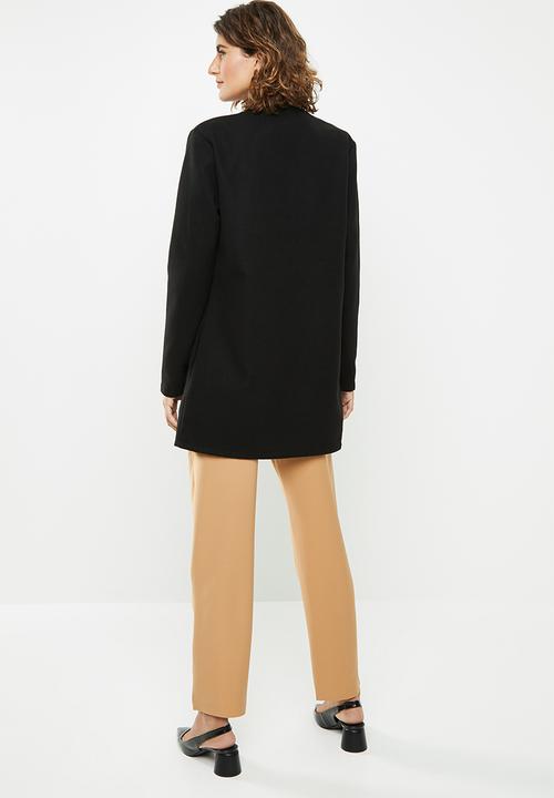 edit - Collarless coat - black