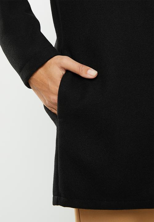 edit - Collarless coat - black