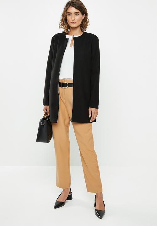 edit - Collarless coat - black