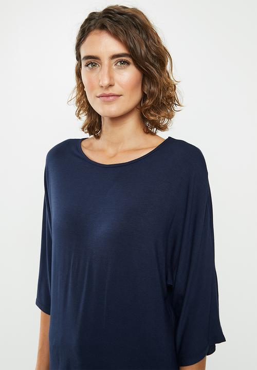 edit - Flutter sleeve tee - navy