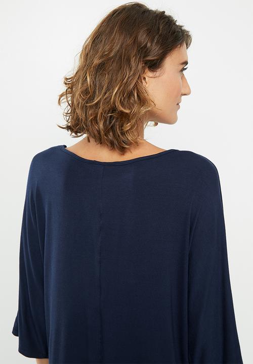 edit - Flutter sleeve tee - navy