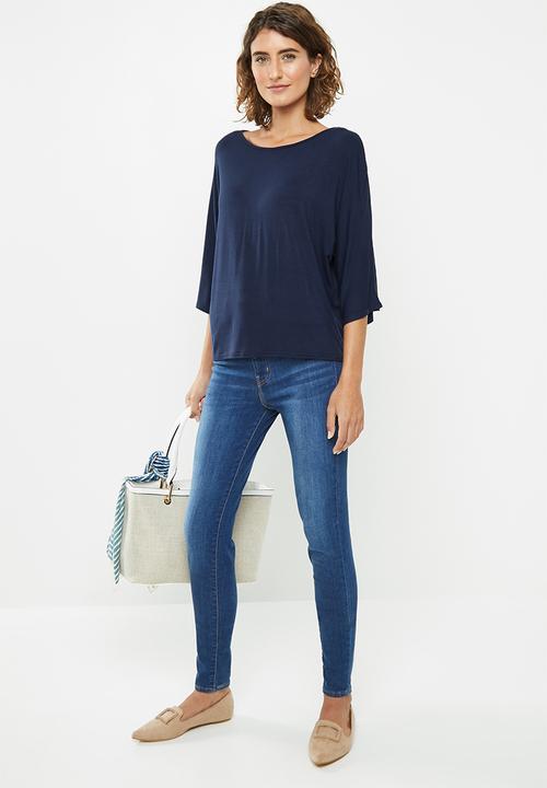 edit - Flutter sleeve tee - navy