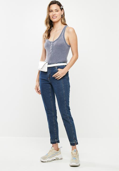 Cotton On - The long line henley tank - grey