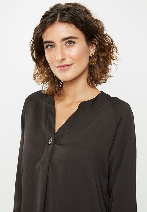 Jacqueline de Yong - Shane long sleeve loose shirt - dark brown
