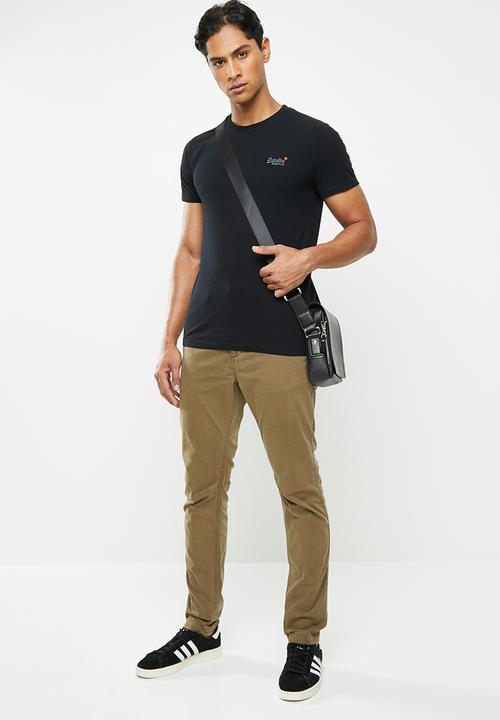 Superdry. - Orange label vintage embroidery tee - black