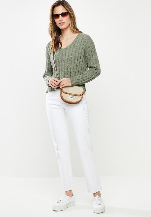 Cotton On - Textured cropped pullover - khaki 