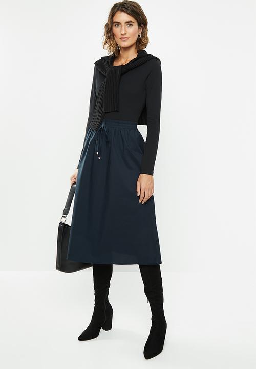 edit - Full skirt with elasticated band - navy