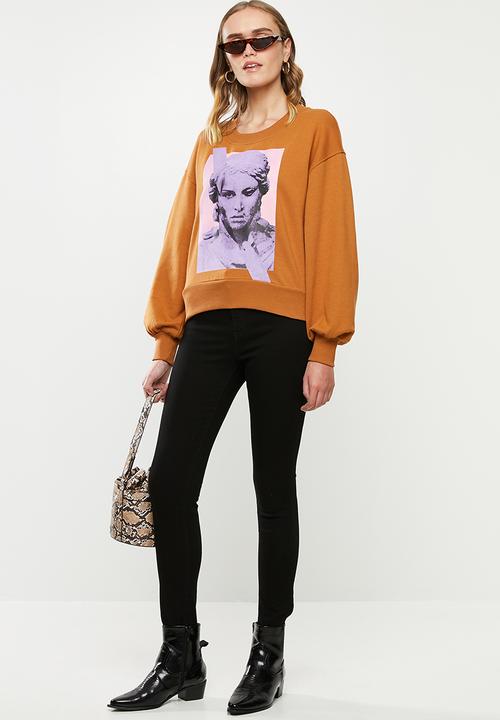 ONLY - Katy long sleeve o-neck sweat - brown 