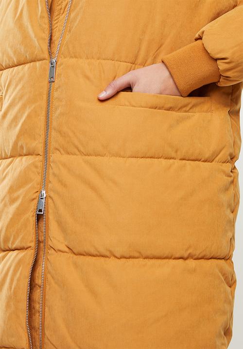Jacqueline de Yong - Noble extra long padded jacket - yellow