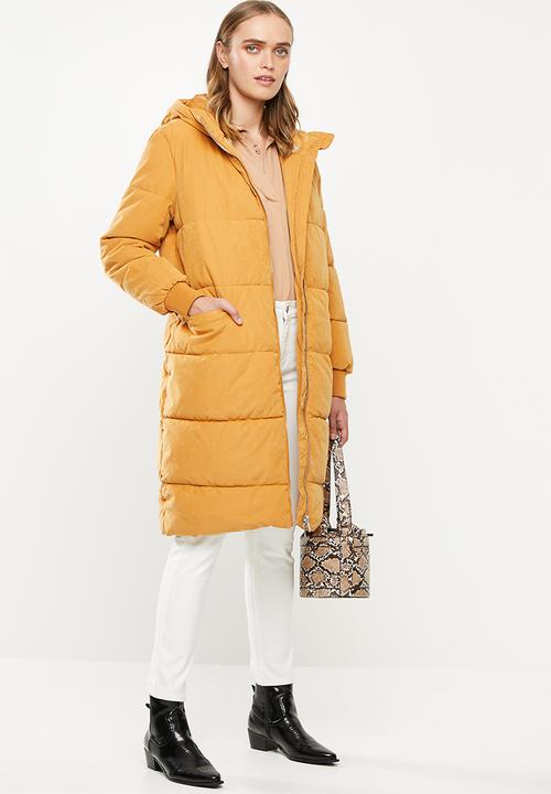 Jacqueline de Yong - Noble extra long padded jacket - yellow