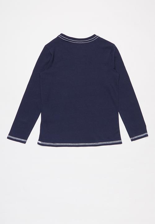 GUESS - Long sleeve Guess distressed triangle tee - navy 