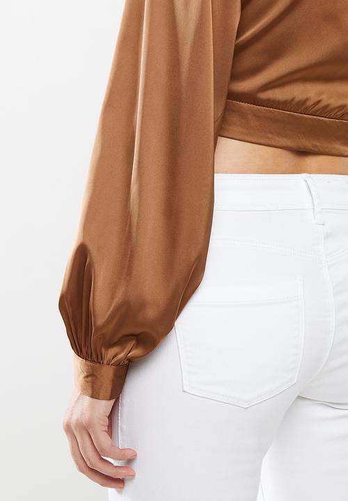 Missguided - Satin covered button corset blouse - bronze