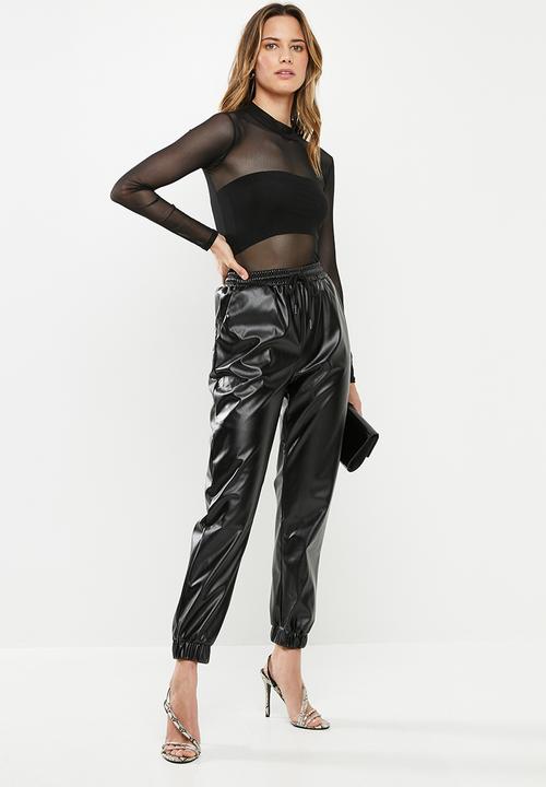 Missguided - High neck mesh bodysuit - black