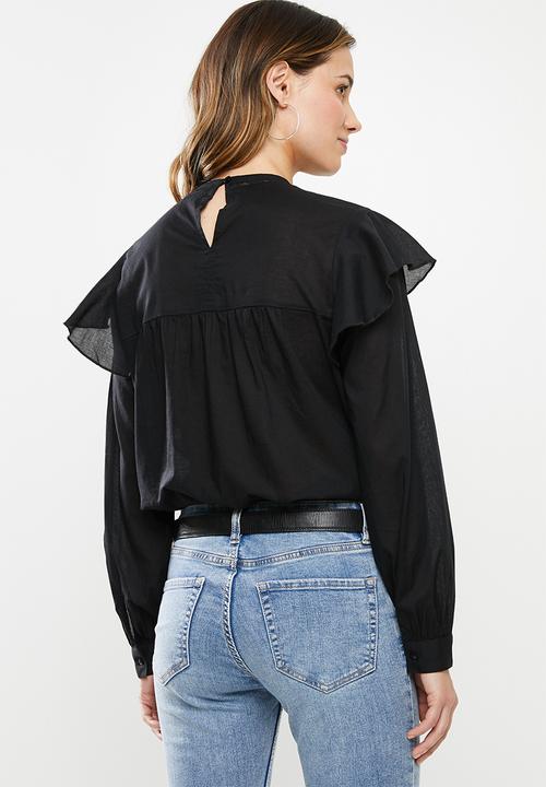 Cotton On - Lace smock blouse - black