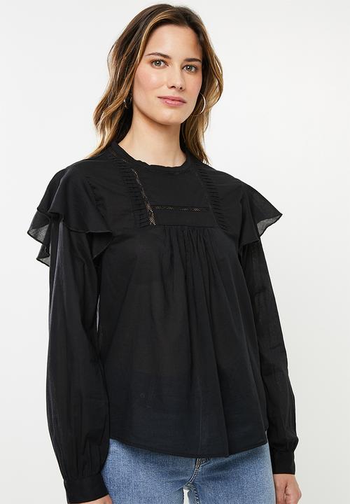 Cotton On - Lace smock blouse - black