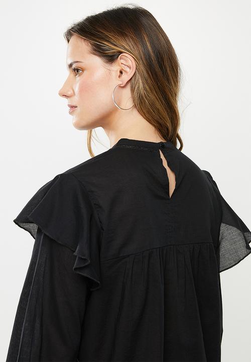 Cotton On - Lace smock blouse - black