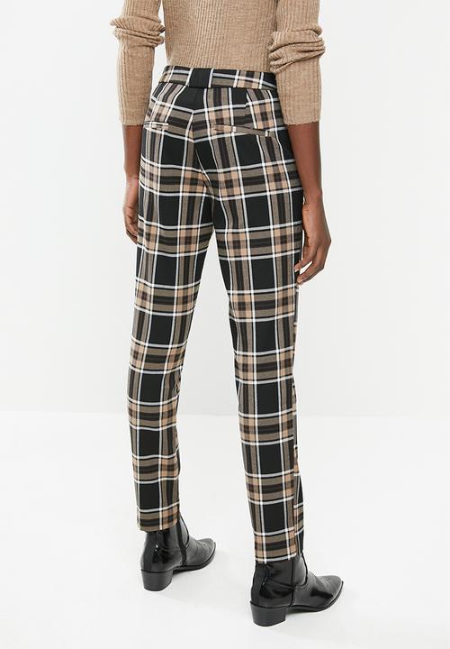 MANGO - Check detail trousers - brown & black