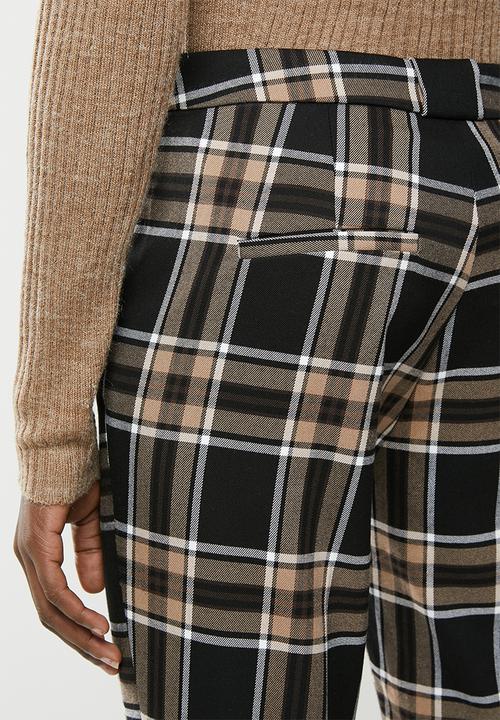 MANGO - Check detail trousers - brown & black