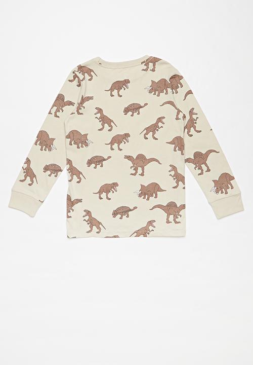 Cotton On - Tom long sleeve tee - beige & brown 