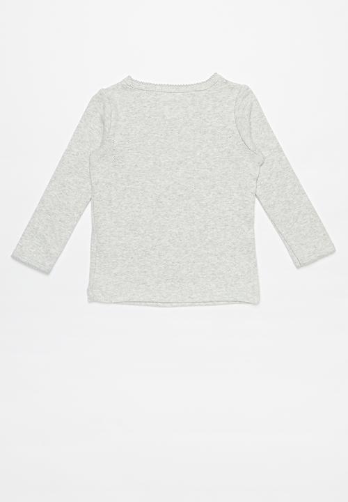 Cotton On - Mich long sleeve pointelle top - grey 