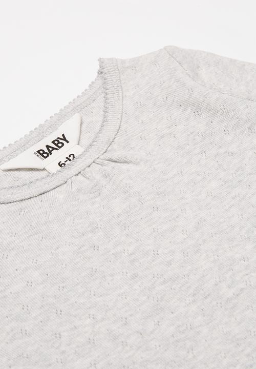 Cotton On - Mich long sleeve pointelle top - grey 