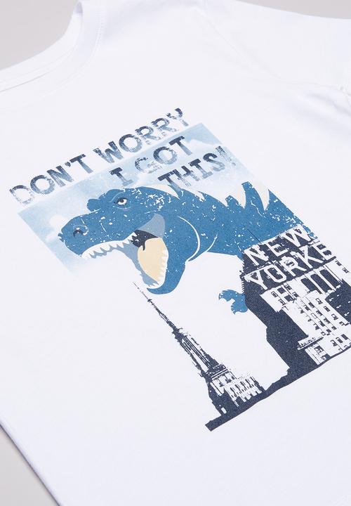 Pop Candy -  3 Pack dino tee - white/grey/blue