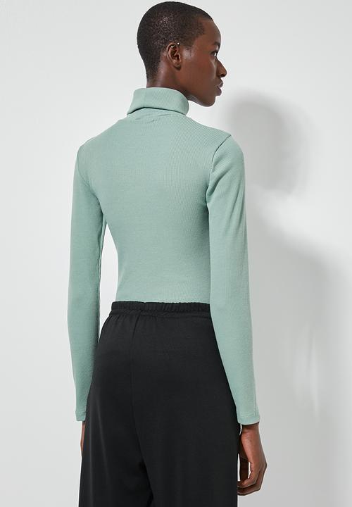 Superbalist - Stretch rib poloneck top - green