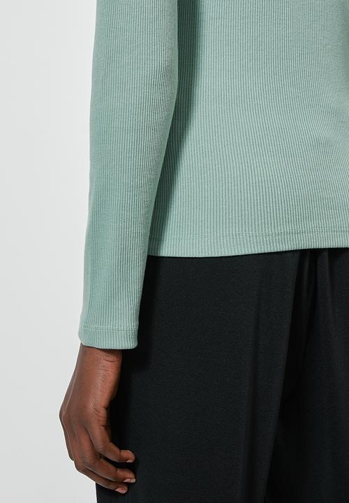 Superbalist - Stretch rib poloneck top - green