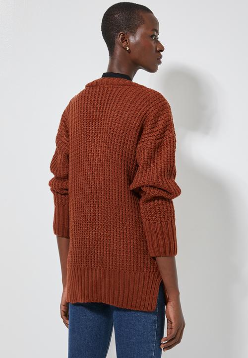 Superbalist - Slouchy v-neck pullover - rust