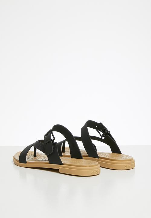 Crocs - Tulum toe post sandal - black & tan