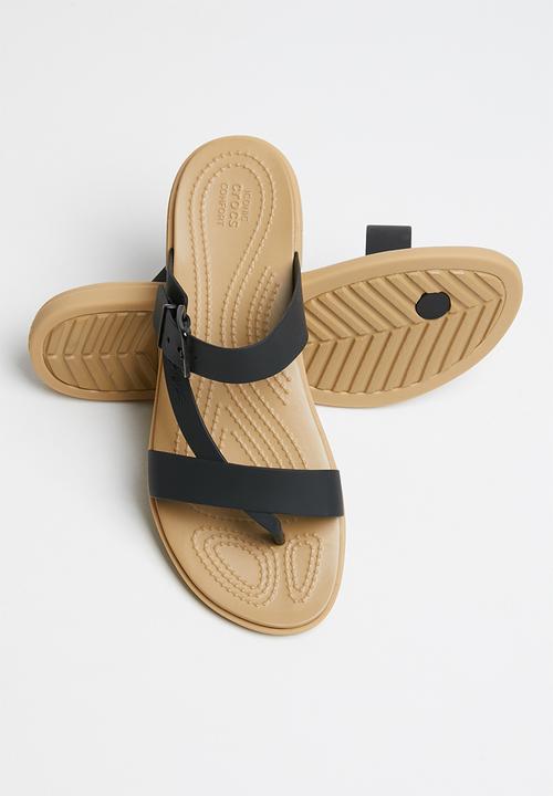 Crocs - Tulum toe post sandal - black & tan