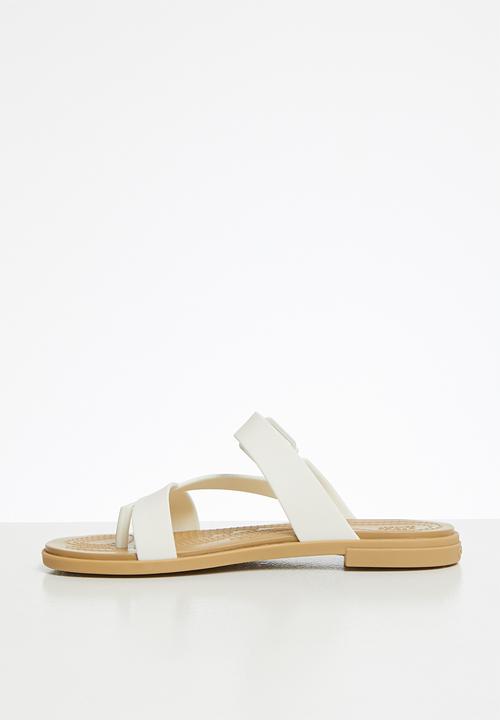 Crocs - Tulum toe post sandal - white & tan