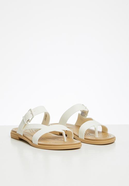 Crocs - Tulum toe post sandal - white & tan