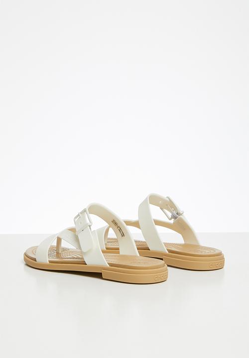 Crocs - Tulum toe post sandal - white & tan