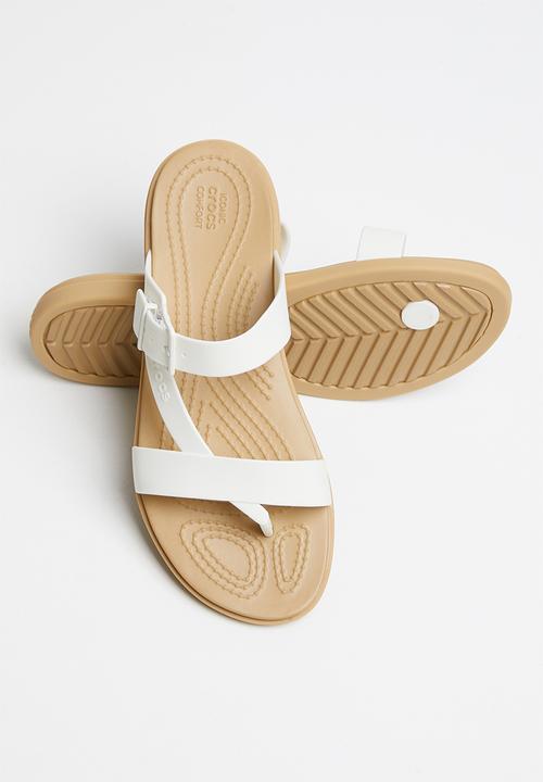 Crocs - Tulum toe post sandal - white & tan