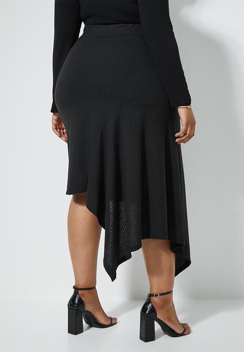 Superbalist - Asymmetrical frill midi skirt - black