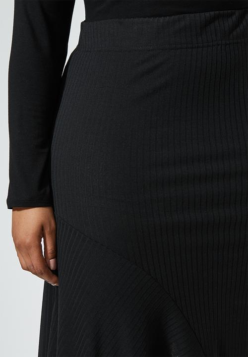 Superbalist - Asymmetrical frill midi skirt - black