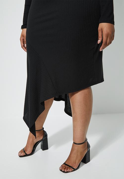Superbalist - Asymmetrical frill midi skirt - black