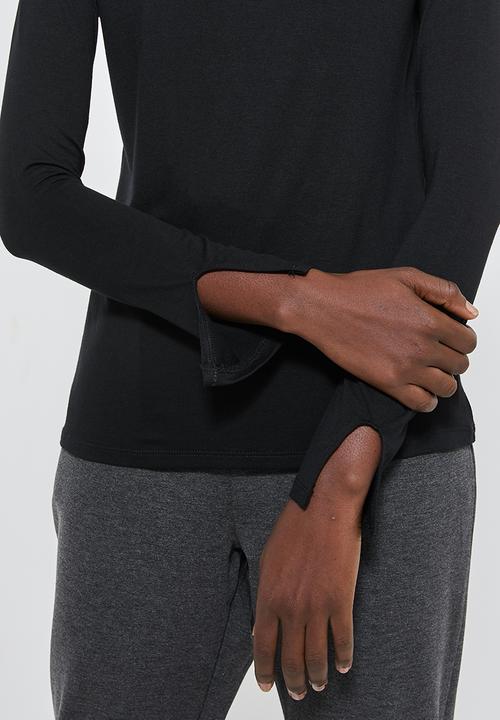 Superbalist - Grown on neck long sleeve fitted top - black