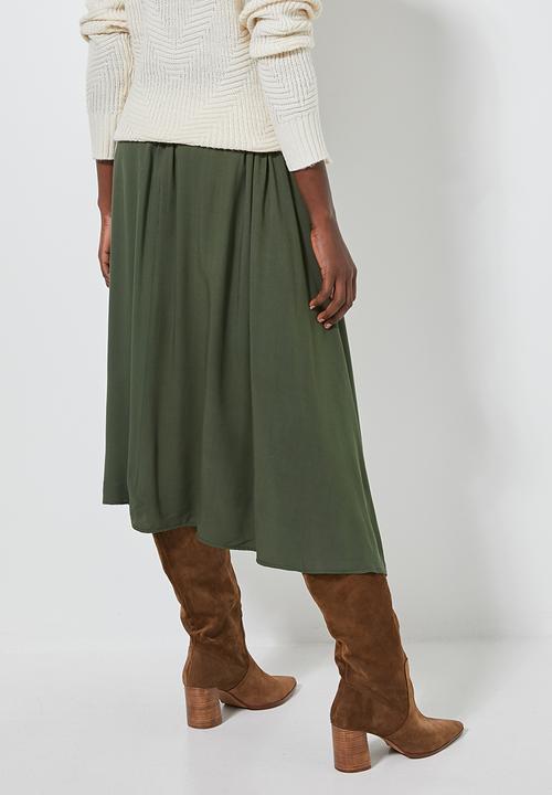 Superbalist - Inverted pleat midi skirt - khaki