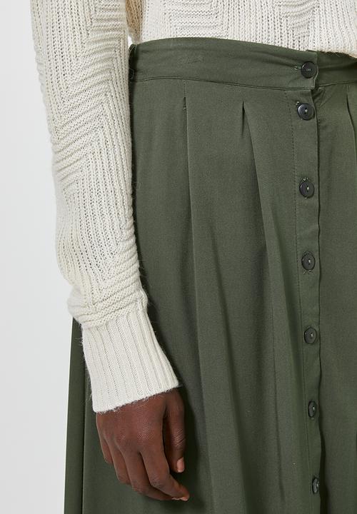 Superbalist - Inverted pleat midi skirt - khaki