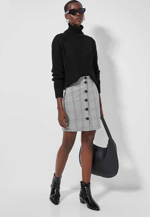 Superbalist - Check button through mini skirt - multi 