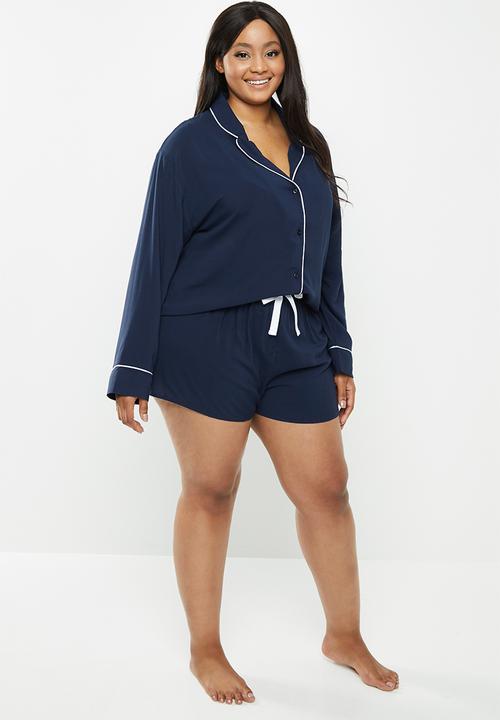 Superbalist - Plus sleep shirt & shorts set - navy