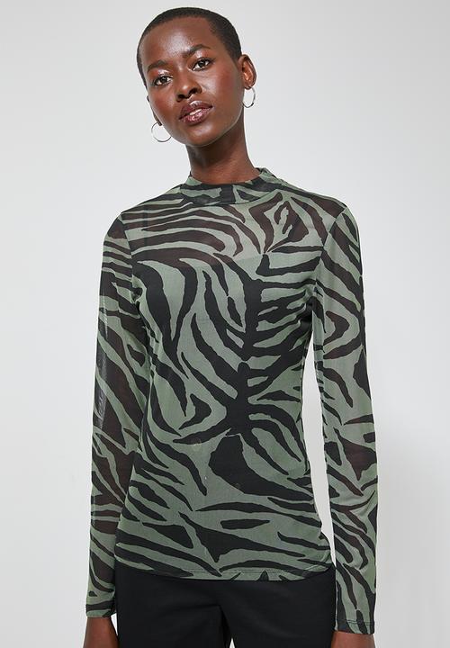 Superbalist - Printed mesh tee - black & green