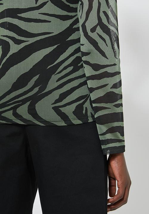 Superbalist - Printed mesh tee - black & green
