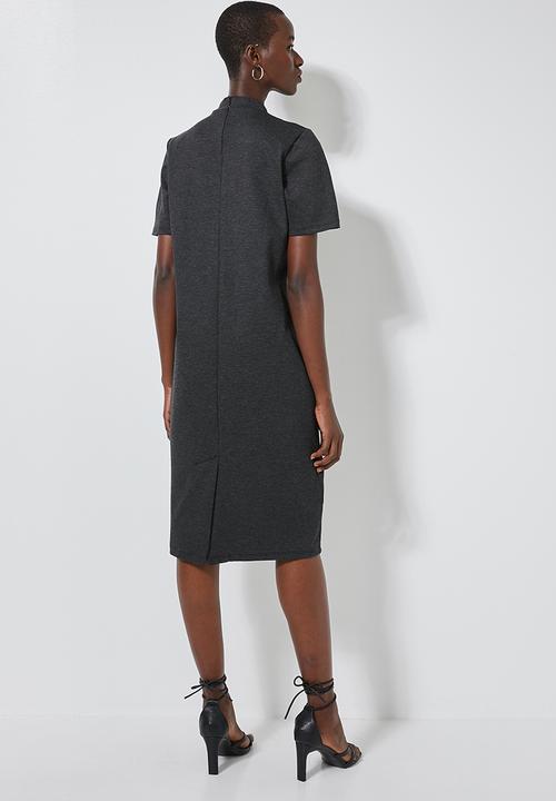 Superbalist - Hi neck shift dress - grey