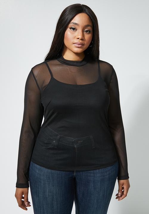 Superbalist - 2 pack mesh tops (plus) - black & grey 