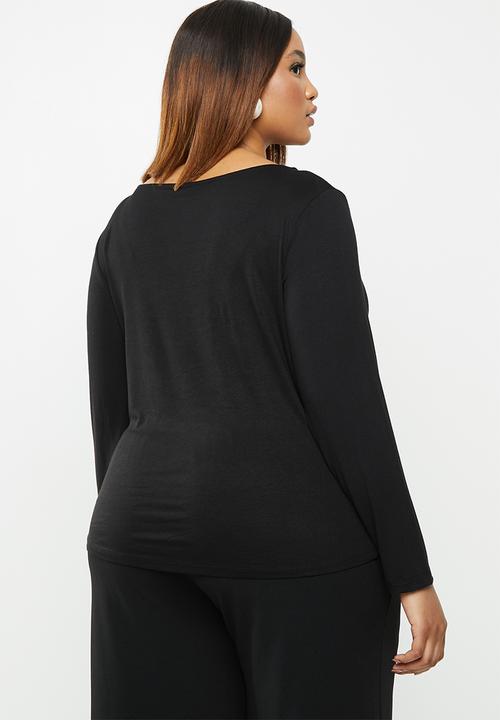 edit Plus - 2 Pack boat neck tops - black & white